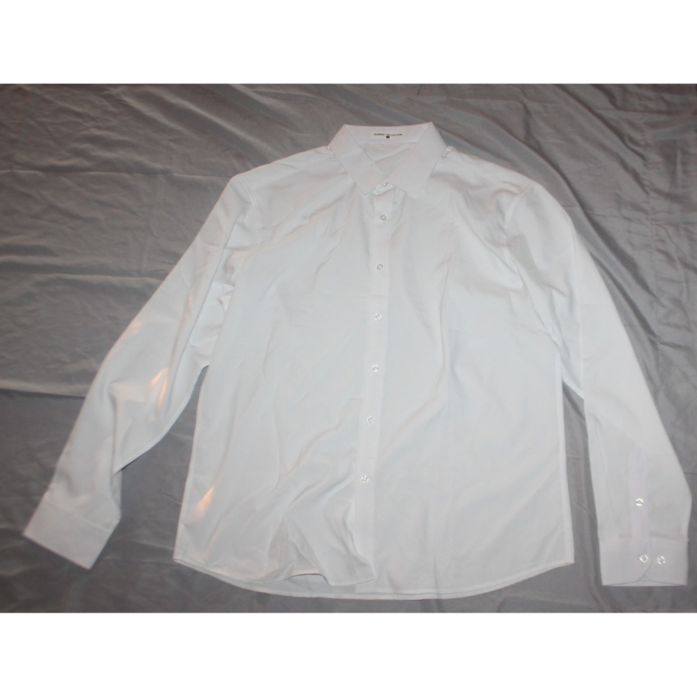 Men's white Classic Collection long sleeve button down dress shirt size L